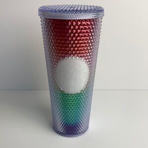 Starbucks 2020 Rainbow Studded Cold Cup Tumbler With Straw 24oz Pride LGBTQ